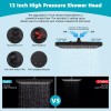 Hibbent High Pressure Adjustable 13” Square Shower Head,Rainfall 5 Spray