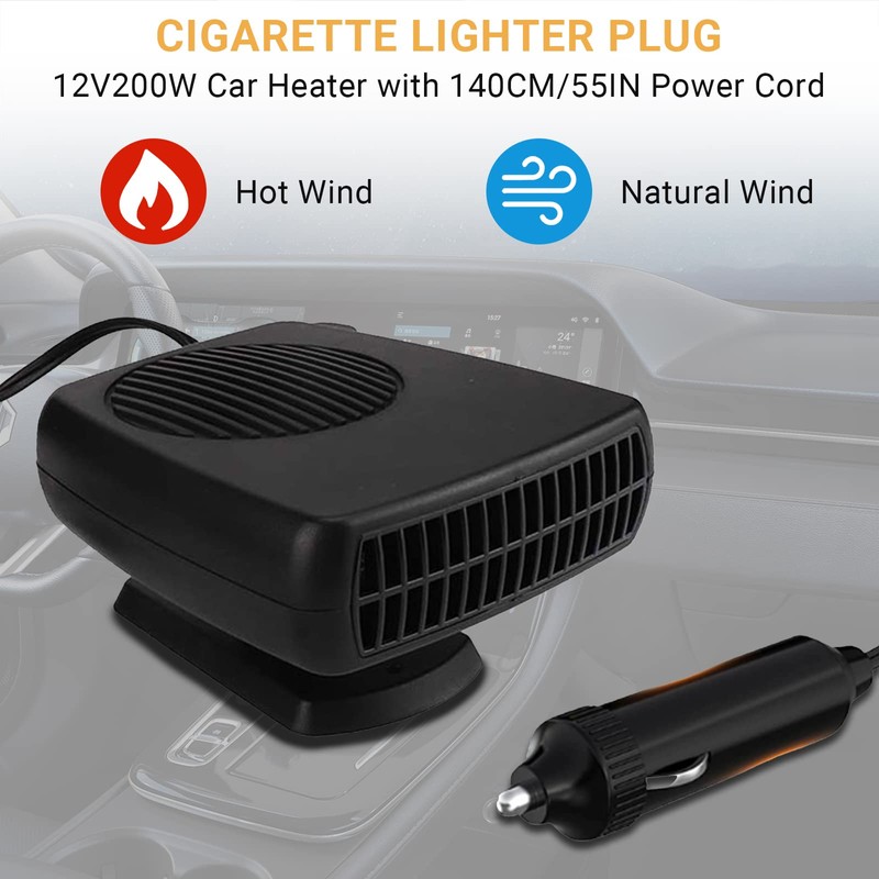 Car Heater,12V 200W Portable Windshield Defroster Demister with Heating/Cooling Fan