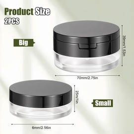 Mini Makeup Containers, 2 PCS Plastic Loose Powder Containers Refillable Cosmetic Container No Leak Travel Empty Case 0.7 Oz & 0.33 Oz Portable Makeup Powder Container with Net Sifter for Women Girls