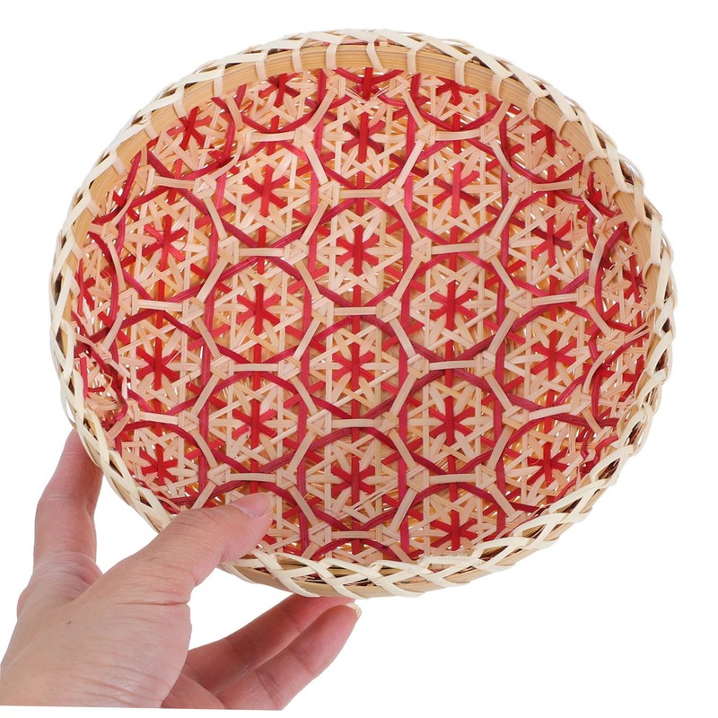 CHILDWEET Bamboo Pantry Baskets Round Woven Storage for Fruits Veggies