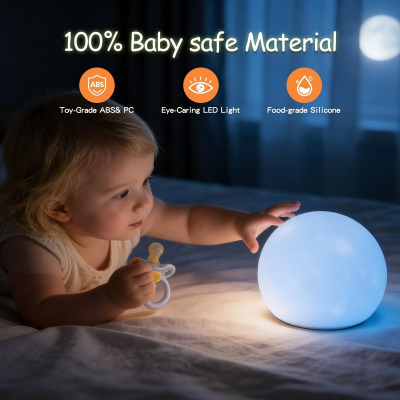 Little Rawr Baby Night Light with Lullaby Music, Portable Nursery
