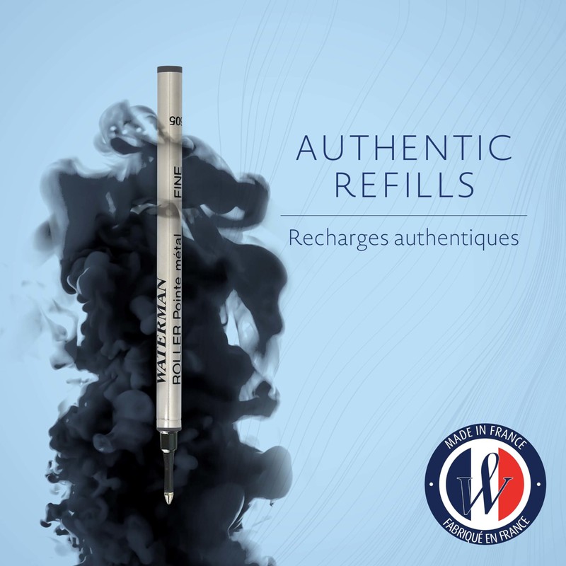 Waterman Rollerball Pen Refill, Fine Tip with Black Ink, 1