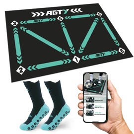 Soccer Training Mat,Indoor Soccer Training Mat,Football Door Mat Anti-Skid Carpet for Corner Football Field Ground, Silent Shock Absorption Soccer Trainer Mat (Black mat+Adult Socks)