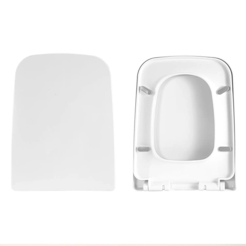 D0100HPC0NY Square Toilet Seat White Plastic Slow Close Quick Release