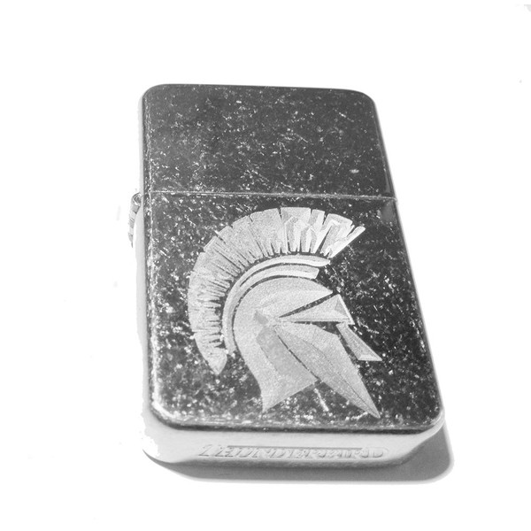 Vector KGM Thunderbird Custom Lighter - Ancient Greece Greek Warrior Spartan Helmet Logo Vintage Silver High Polish Chrome Rare!