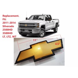 AUTO Front Bowtie Emblem Gold Black Fit For 2011-2014 Silverado 2500HD 3500HD22829420