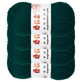 sourcing map 4PCS Crocheting Yarn, Ink Green 4 Ply Acrylic Yarn 200g Sport Weight Yarns Bulk Soft and Fluffy Yarns for Knitting DIY Crochet Handicraft Blankets Gift,394 Yards Total