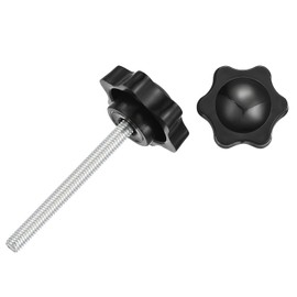 uxcell 2Pcs Star Knobs, M6x60mm Plastic Hex Shaped Clamping Handle Screw Knobs, Hand Tightening Star Screw Knob for Machinery Umbrella Base Replacement