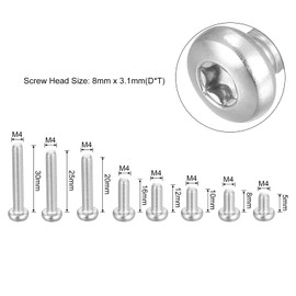 QUARKZMAN M4 Torx Security Screw Set (M4x5/8/10/12/16/20/25/30mm) 80pcs 304 Stainless Steel Pan Head Tamper Proof Screw with W T20 Wrench