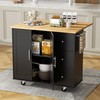Shintenchi Kitchen Island with Folding Drop Leaf, Rolling Island Table