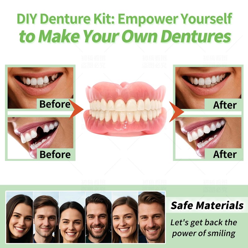 DIY Denture Kit - Top & Bottom Fake Teeth with