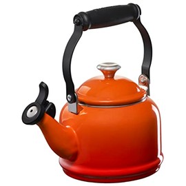 Le Creuset Enamel On Steel Demi Tea Kettle with Metal Finishes, 1.25 qt, Flame