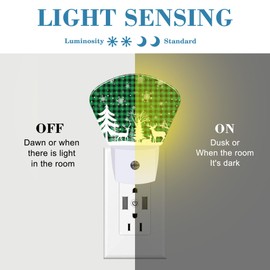 Uiaoiais Christmas Snowflake Night Light, Christmas Green Plaid Nightlight Plug into Wall with Dusk to Dawn Sensor for Kid Girls Boys Women Men Bedroom, Hallway, Kitchen, Bathroom, Stairs Decor