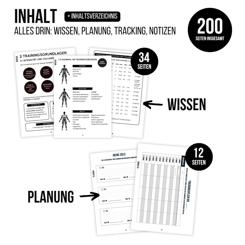 GYMWRKT Premium Training Diary Strength Training German with Pen -
