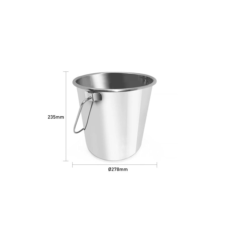 HENDI Eimer mit Griff, Kückeneimer, Futtereimer, Edelstahleimer, 10L, 278x(H)235mm, Edelstahl