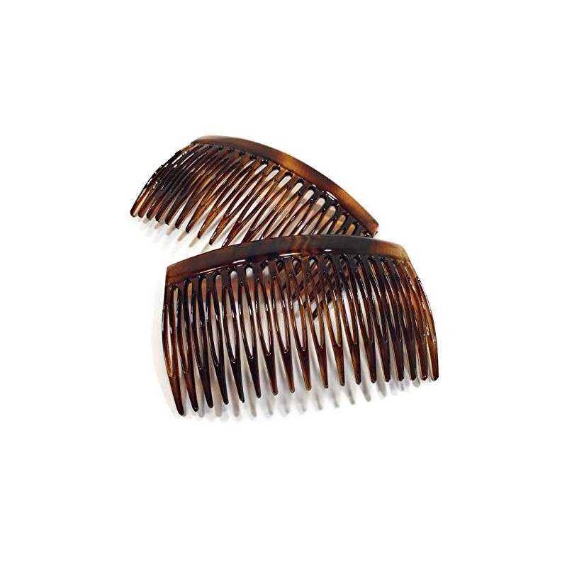 2 x Side Combs Approx. 8 x 4.6 cm Havana