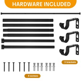 Wesiti 4 Packs Curtain Rods Bulk for Windows Adjustable Curtain Rod Pack Set Heavy Duty Metal with Brackets for Window Patio Home Outdoor(Black,32-84in)