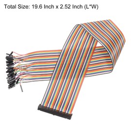 MECCANIXITY 1 Pcs IDC Rainbow Wire Flat Ribbon Cable FC-Female to 50P 19.6 Inch Length 2.54mm Pitch Breadboard Jumper Wires for Electronic Projects