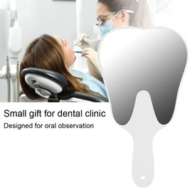 Dental Mirror Tooth Shaped Mirror Cute Handle Dental Mirror Dentist Mirror Tool Hand Mirror Dental Accessory for Dental Office Hospital(White)