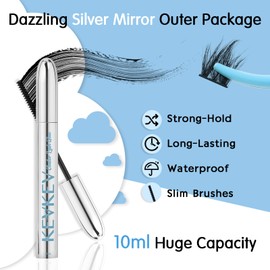 KevKev Eyelash Glue Black Lash Clusters Glue Lash Glue for Eyelash Clusters 10ml Glue with Remover Cotton Swabs Cluster Lash Glue Quick Dry Super Strong Hold Easy to Use(10ml, Black)