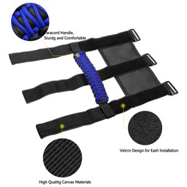 4x Roll Bar Grab Handles Grip Handle for Jeep Wrangler YJ TJ JK JKU JL JLU Sports Sahara Freedom Rubicon Unlimited X Gladiator JT 1955-2022 UTV ATV Paracord Handles Interior Accessories (Blue)