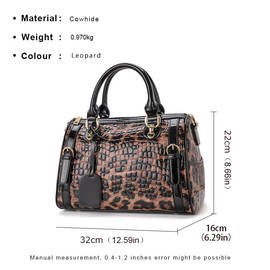 AIDRANI Genuine leather Leopard print women's bag women's texture cowhide handbag large capacity shoulder messenger Removable shoulder strap Crocodile print designer wallets leopard cheetah purse