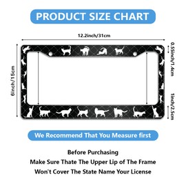 Cat License Plate Frame Pet Animal License Plate Frames for Car Decorative Parts Stainless Steel License Plate for Standard Us Canada License Plate Holder 12x6 Inch
