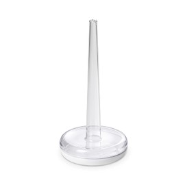 Omada Acrylic Paper Towel Holder: Standing Paper Towel Holder for Countertop – Clear Paper Towel Stand with White Base – Modern Kitchen Paper Roll Holder – Paper Towel Roll Dispenser