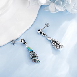 YAFEINI Peacock Earrings for Women S925 Sterling Silver Peacock Dangle Earrings Vintage Animal Jewelry Gifts For Women Peacock Lovers