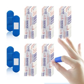 200 Pcs Blue Fabric Bandages Food Service Metal Detectable 3" x 1" Waterproof Adhesive Woven Fingertip Flexible Bandages with Non-Stick Pad Latex Free for First Aid and Wound Care