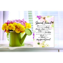 DEXSA Special Friend Wood Plaque with Inspiring Quotes 6"x9" - Elegant Vertical Frame Wall & Tabletop Decoration | Easel & Hanging Hook | Christian Family Religious Home Decor Saying | Made in the USA