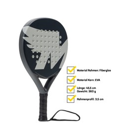 MUWO Sevilla Toledo Salamanca Bilbao Padel Racket for Padel Tennis with Ultra Soft EVA Core, Fibreglass Frame and Carry Bag, Suitable for Beginners and Experienced Players (Seville)