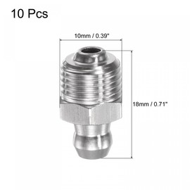 uxcell 304 Stainless Steel Straight Grease Fitting M10 x 1mm Thread Hydraulic Grease Fitting Accessories, 10Pcs