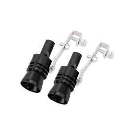 Partuto 2pcs XL Size Aluminum Alloy Universal Turbo Sound Exhaust Muffler Pipe Whistle Car Roar Maker Black Replacement