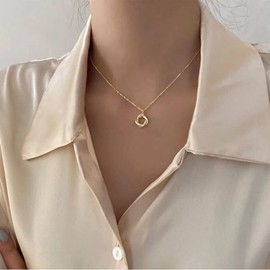 Cimenexe Bohemian Crystal Circle Choker Necklace Gold Twisted Hoop Pendant Necklace Cz Geometric Circle Necklace Rhinestone Twist Circle Chain Necklace Jewelry for Women and Girls Gifts