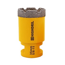 HIGHDRIL Diamond Core Drill Bit,1-3/8"(35mm) with 5/8-11 Thread Dry Drilling for Porcelain Tile Ceramic Granite Marble Stone Masonry Brick