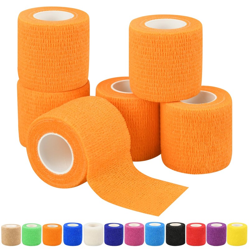 RUBY.Q Vendajes autoadhesivos de 5 cm, 6 Unidades, Color Naranja,