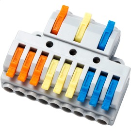 GKEEMARS 8 Pcs Electrical Wire Connectors, Compact Wire Splice Connectors Quick Terminal Blocks (3 in 9 Out)