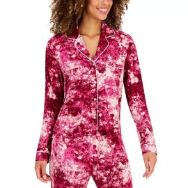 Jenni Women's 2-Piece Notch-Collar Pajama Set, Pink Splash Tie Dye, XS