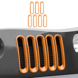SQQP Grill Insert Grille Inserts Cover Fit for 2007-2018 Jeep Wrangler JK JKU,Orange