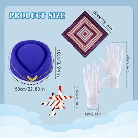 5 Pcs Flight attendant Hat set, Women Flight Attendant Costume Accessories with Hat Gloves Sunglasses, for Cosplay Party