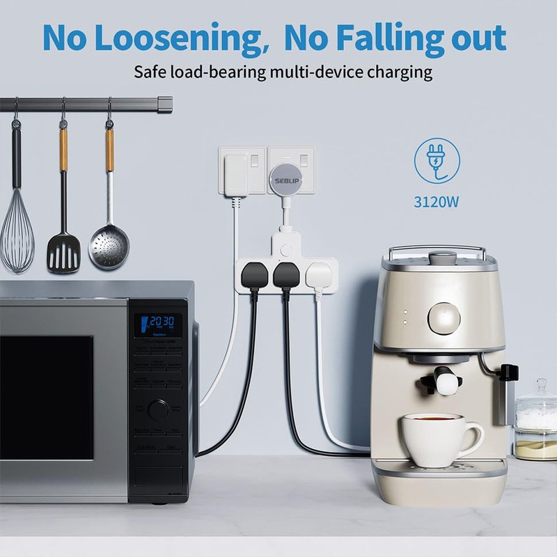 SEBLIP Power Socket Expansion, with 3 Sockets, Independent Switch, Power