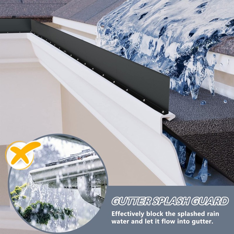 Flamorrow 6 Pack Aluminum Gutter Valley Splash Guards, Rainwater Roofing