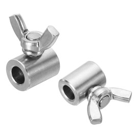 PATIKIL 304 Stainless Steel 6mm Hole Wire Rope Clips, 2Pcs Single Hole Hand Twisted Wire Clamps Fasteners Butterfly Screws for Wire, Silver