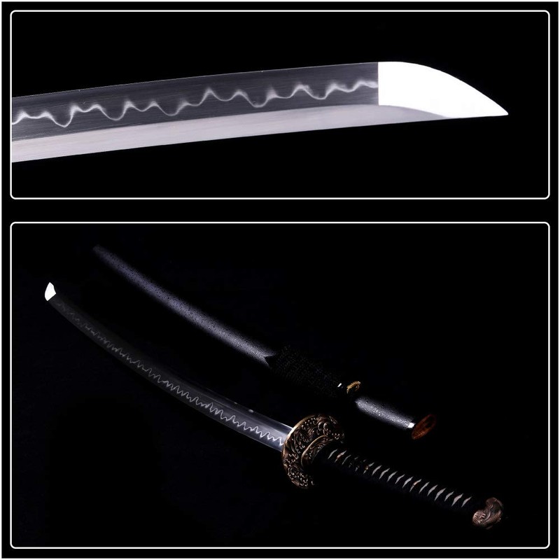 Siwode Katana,Wave Copper Tang, T10 Clay_Tempered, 40-Inchs