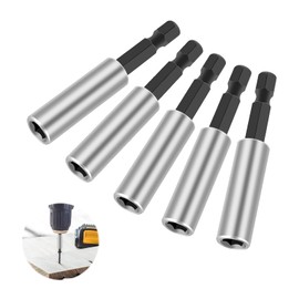 Pack of 5 Bit Holders, High-Quality Magnetic Bit Holder, Quick Change Bit Extension 1/4 Inch, Bit Holder Set, 60 mm, Made of Stainless Steel, Strong Bit Holder, Magnetic, Drill Bit Attachment