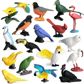 17 piezas de figuras realistas de animales de pájaros de juguete para tartas, figuras de modelo de pájaro en miniatura, fiesta de cumpleaños, boda, decoración de pasteles, juguete educativo para pájaros en el patio trasero
