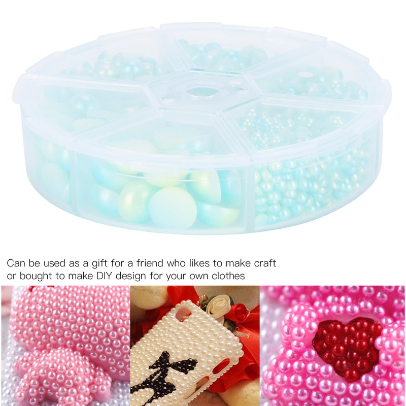 2Boxes Gradient Imitation Pearl Semicircular Nonporous Flat Back Decorative Accessories