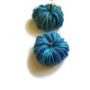 Pumpkins in Blue and Green Burlap Set of 2 -