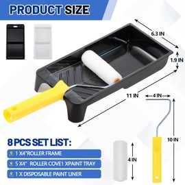 Menkxi 4 Packs 4 Inch Paint Roller Kit Each Including 8 Pack 4 Inch Small Foam Roller Covers Frame Tray and Liner for Home DIY Crafts Holiday Party
